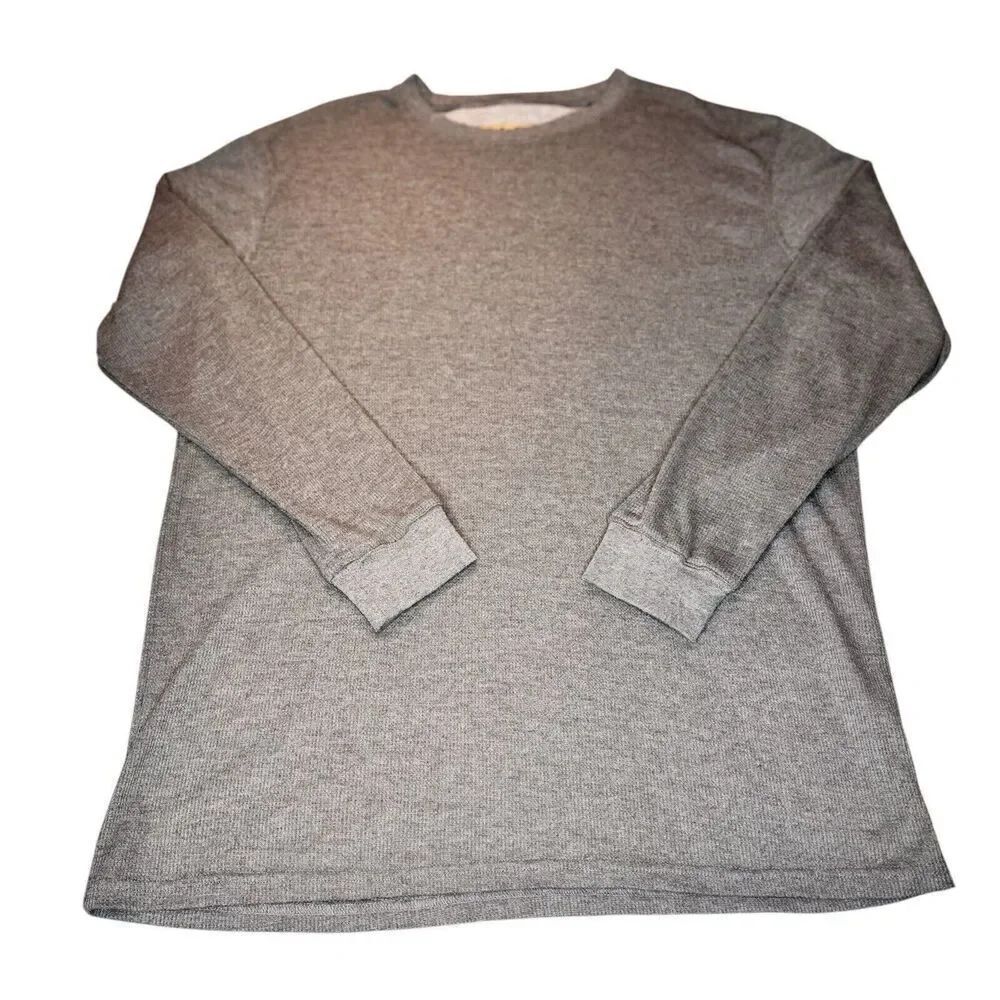 OSCAR SPORTS Mens Sz L Grey Sweatshirt Sweater Waffle Texture Cotton Blend 0879